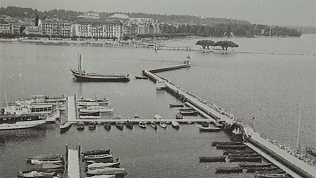 Déplacement du Jet d'eau dans la rade en 1891. [RTS]