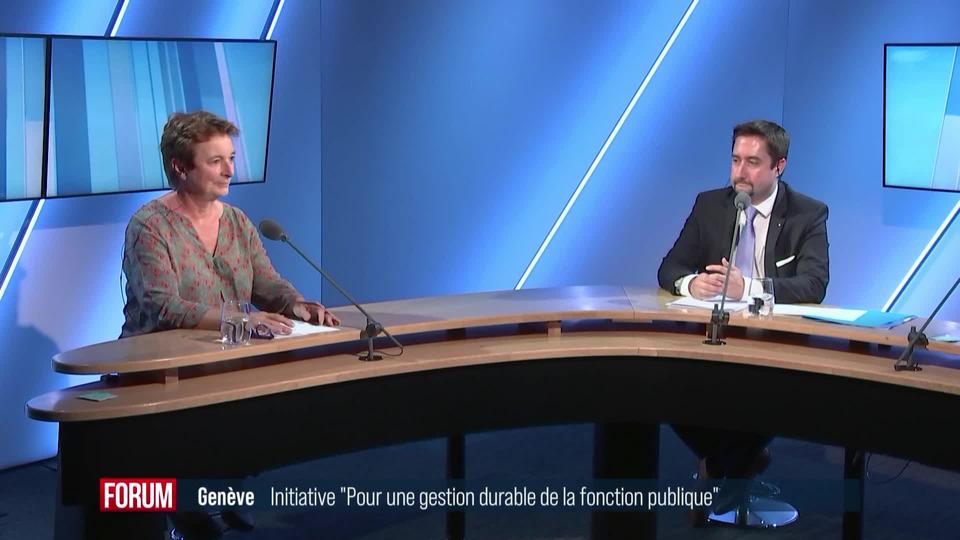 Le PDC et le PLR veulent bloquer les embauches dans la fonction publique genevoise: débat entre Lydia Schneider Hausser et Yvan Zweifel