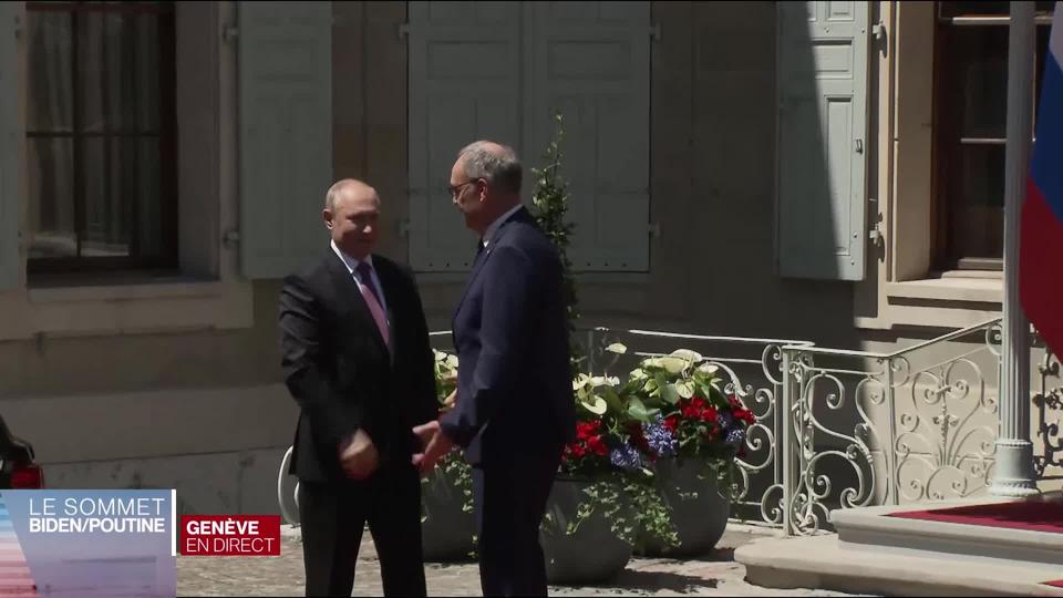 Arrivée de Vladimir Poutine au parc de La Grange, accueilli par le président de la Confédération Guy Parmelin