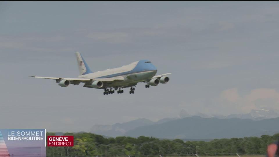 L'arrivée de Air Force One à l'aéroport de Genève