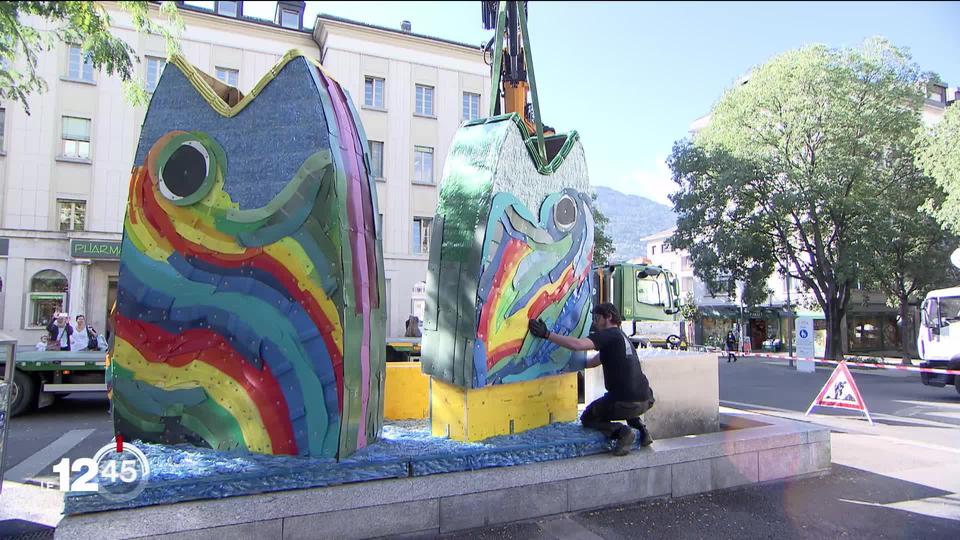 Une statue réalisée à partir de déchets trône durant 3 mois sur la place du Midi à Sion