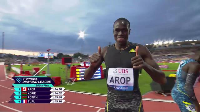 Athletissima, 800m messieurs: victoire de Marco Arop (CAN) devant le champion olympique Korir (KEN)