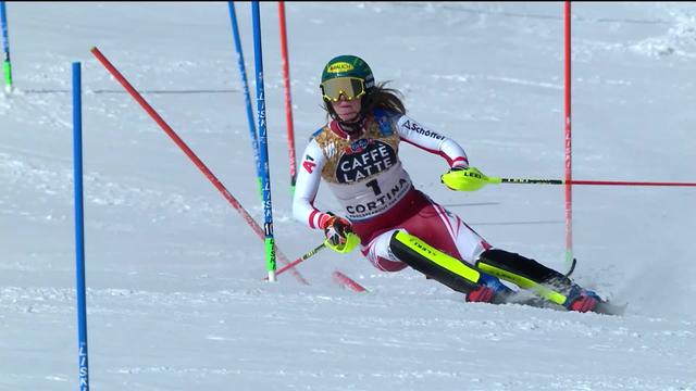 Cortina (ITA), Slalom dames, 1re manche: Liensberger (AUT) en tête