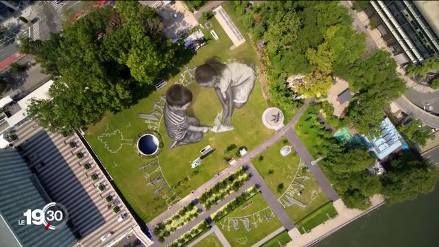 Ignazio Cassis inaugure une œuvre de Saype au siège des Nations unies, alors que la Suisse fait campagne pour un siège au Conseil de sécurité de l'ONU