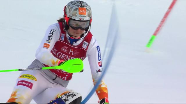 Levi (FIN), slalom dames, 1re manche: Petra Vlhova (SVK) domine la première manche devant Shiffrin (USA) 2e et Gisin (SUI) 3e
