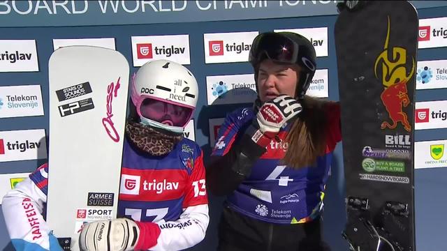 Rogla (SLO), Snowboard Géant parallèle dames : élimination de Jessica Keiser (SUI) en 1-8e