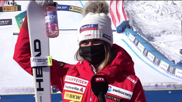 Cortina (ITA), descente dames: interview de Corinne Suter (SUI) après sa victoire