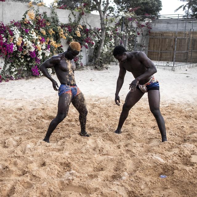 lutteurs sénégalais mars 2021 [AFP - John Wessels]