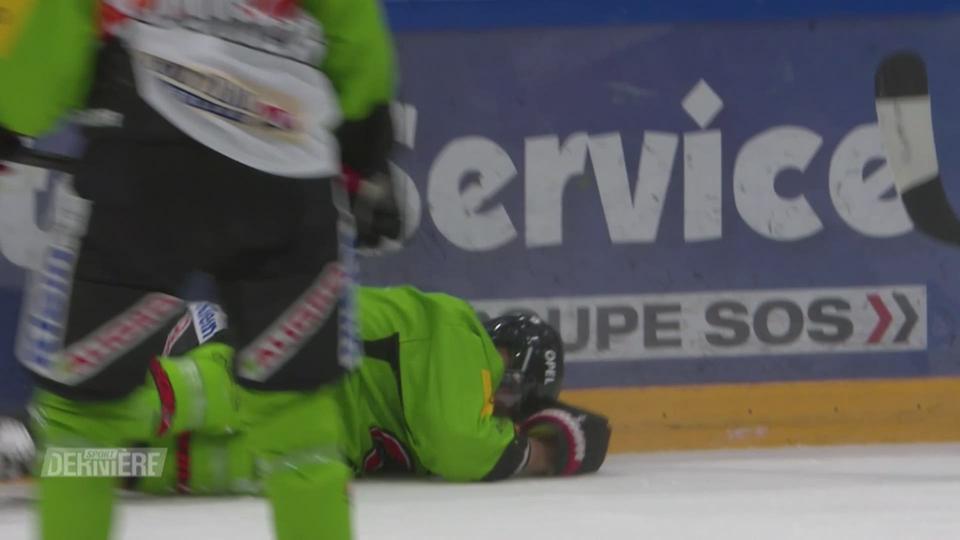 National League: la vilaine faute de Marti (Lausanne) sur Stalberg (Fribourg)