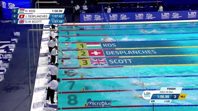 200m 4 nages messieurs, 1-2 finale: Desplanches (SUI) finit 2e et se qualifie pour la finale