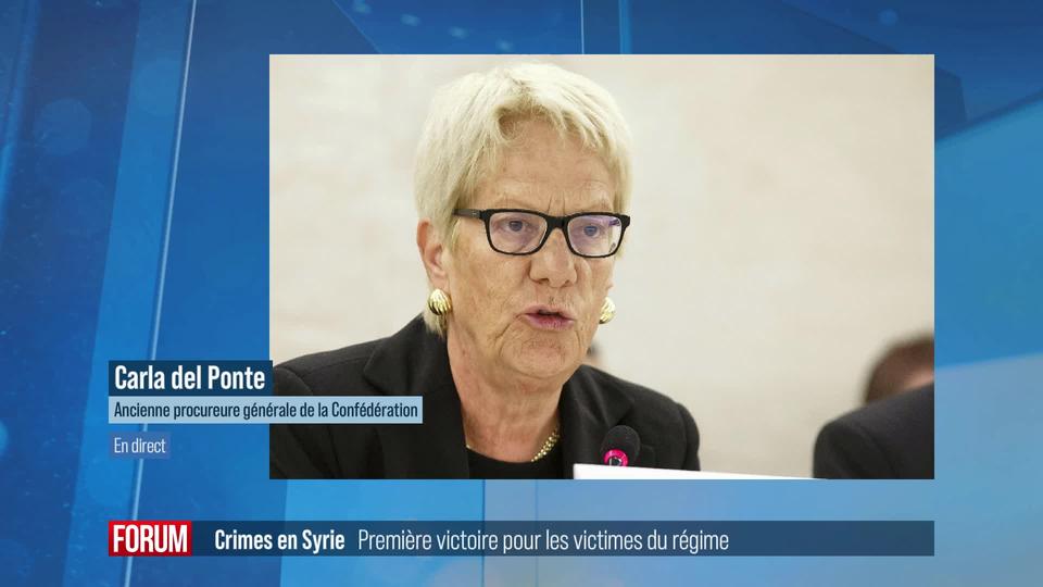 Un responsable du régime syrien condamné pour crime contre l'humanité: interview de Carla Del Ponte