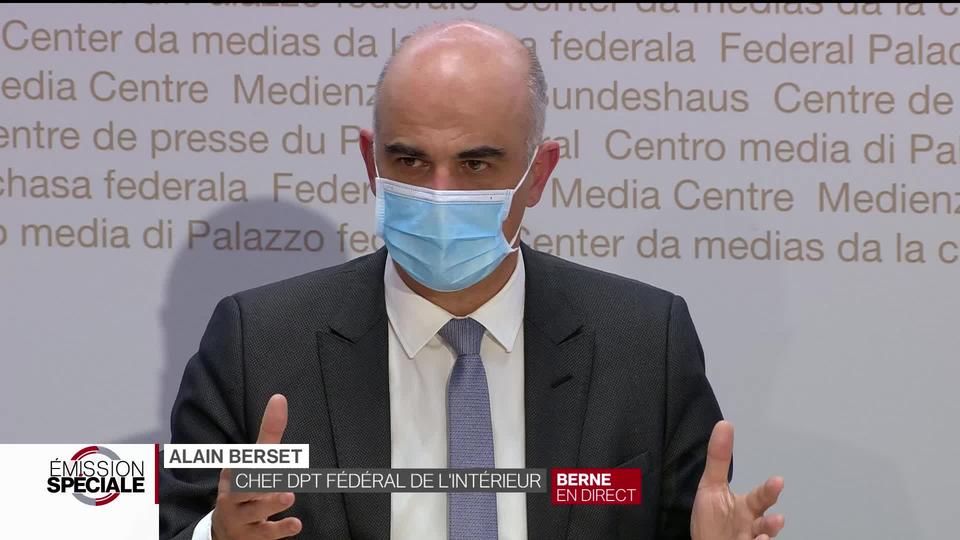 Alain Berset en conférence de presse. [RTS]