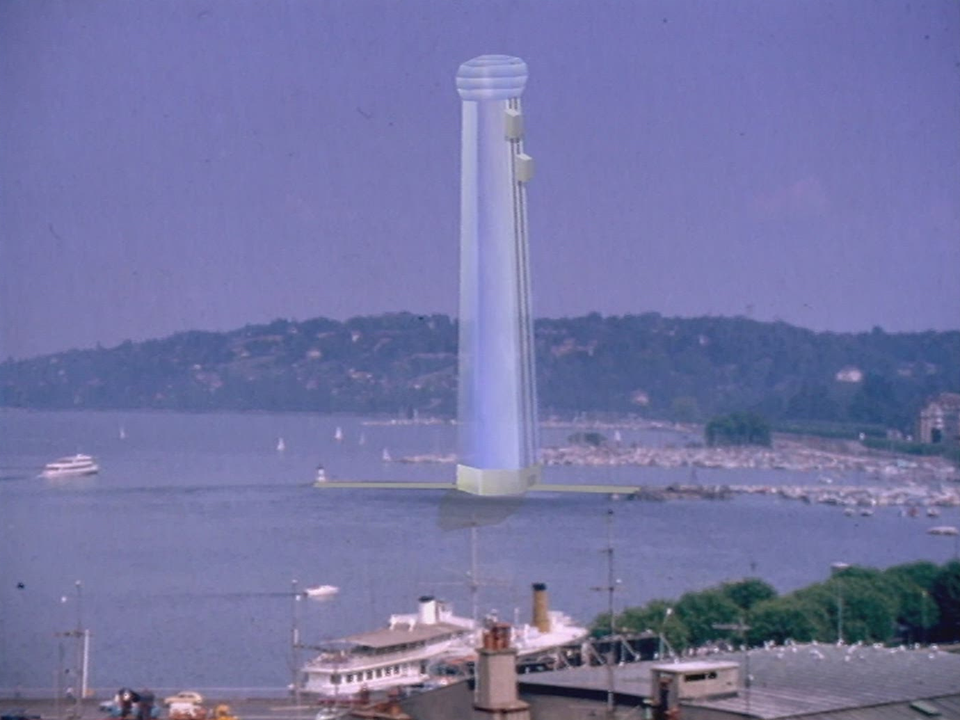 Jet d'eau sous cloche en 1992. [RTS]