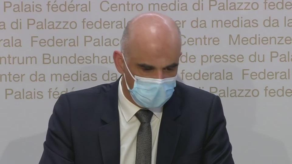 Alain Berset pendant la conférence de presse du 21 avril