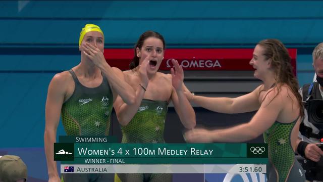 Natation, relais 4x100m 4 nages dames: l’Australie remporte l’or !