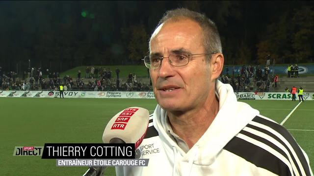 Thierry Cotting, entraîneur d'Etoile Carouge, aux anges après l'exploit de son équipe!
