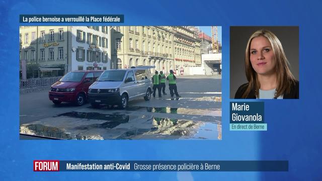 Manifestation anti-mesures Covid: importante présence policière à Berne