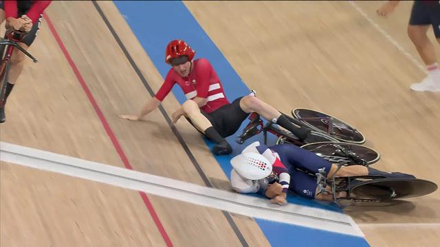 Cyclisme sur piste, poursuite par équipe: Grosse chute lors de la course entre le Danemark et la Grande-Bretagne !