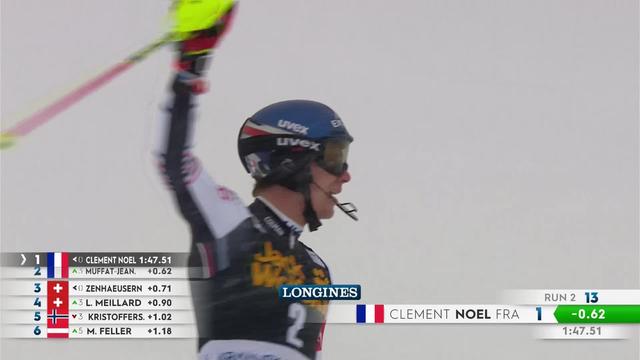 Kranjska Gora (SLO), slalom messieurs, 2e manche: Clément Noel (FRA) remporte avec 6 dixièmes d'avance le slalom