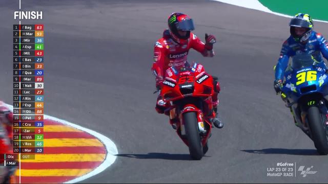 GP d'Aragon, MotoGP: Francesco Bagnaia (ITA) s'impose devant Marc Marquez (ESP) 2e et Joan Mir (ESP) 3e