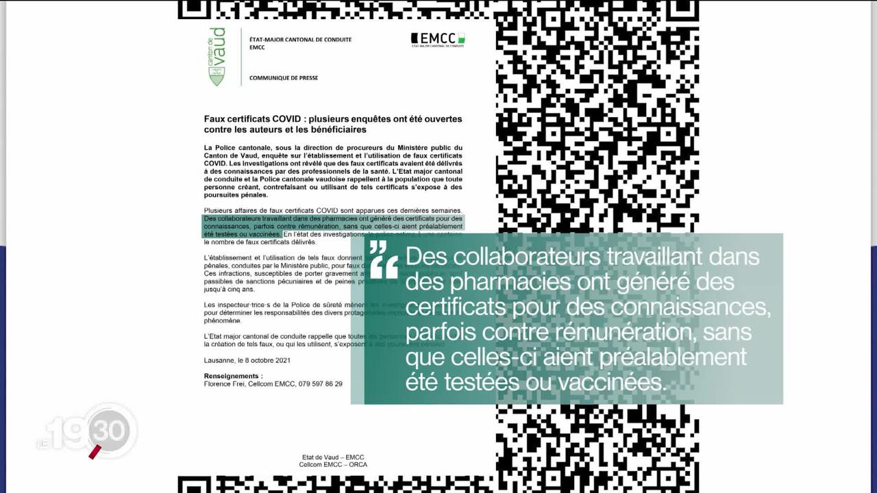 Dans le canton de Vaud, des enquêtes ont été ouvertes vendredi en raison de centaine de certificats sanitaires frauduleux.