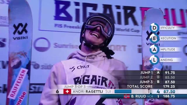 Coire (SUI), finale Big Air messieurs: Andri Ragettli (SUI) au pied du podium