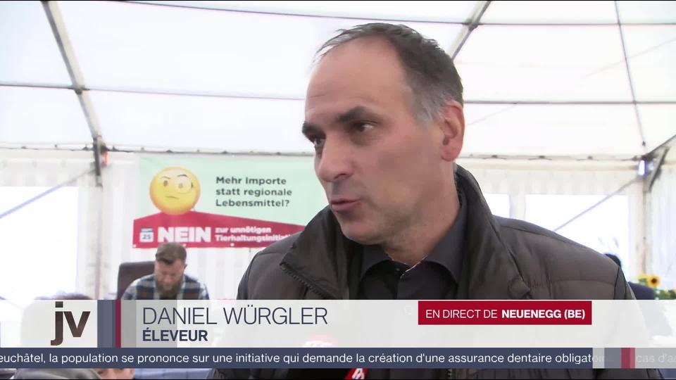 Daniel Würgler, éleveur, se dit soulagé après le non à l'initiative sur l'élevage intensif