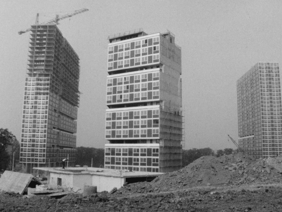 La construction du Lignon en 1966.