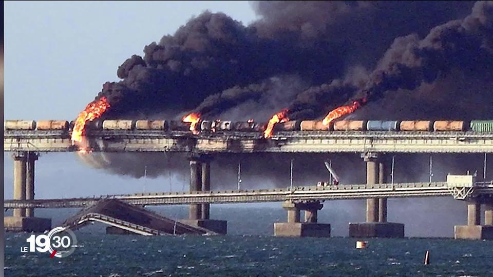 Une explosion a endommagé le pont de Crimée qui relie la péninsule à la Russie