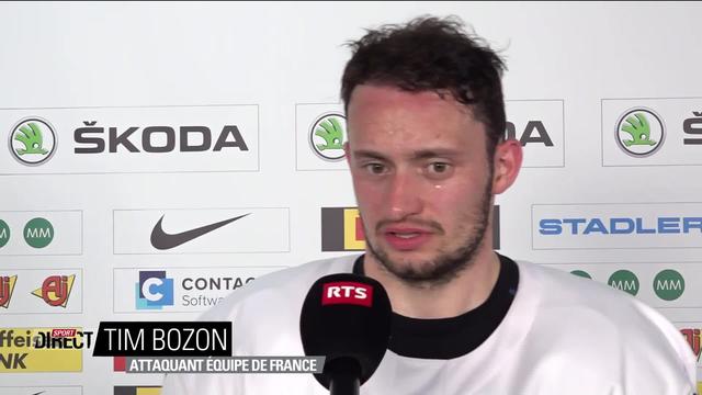 Groupe A, Suisse - France (5-2): Tim Bozon (France) à l'interview après la défaite