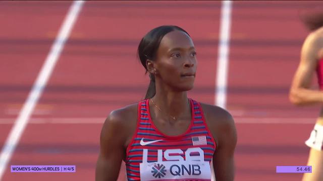 Eugene (USA), 400m haies dames, séries: la championne du monde 2019 Muhammad (USA) au rendez-vous des demies.
