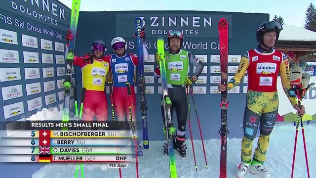Innichen (ITA), skicross, petite finale messieurs: Bischofberger (SUI) 5e devant son compatriote Berry (SUI)