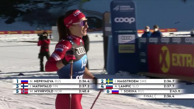 Oberstdorf (GER), sprint classique dames: Natalia Nepryaeva (RUS) s'impose et prend la tête du général