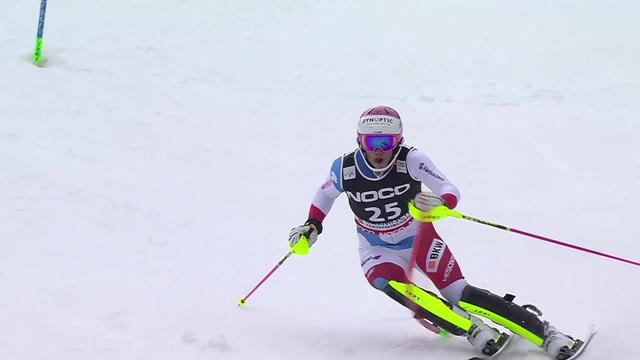 Garmisch (GER), slalom messieurs, 1re manche: Tanguy Nef (SUI) suprend tout le monde et prend les commandes