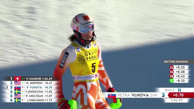 Sestrières (ITA), Slalom dames, 2e manche: Petra Vlhova (SVK) sur la troisième marche du podium