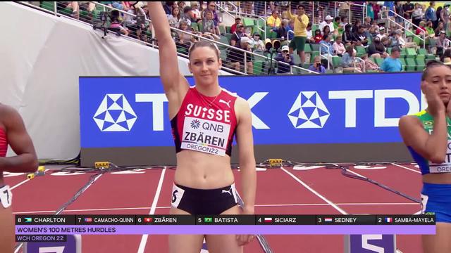 Eugene (USA). 100m haies dames, qualifications: ça passe pour Zbären (SUI)