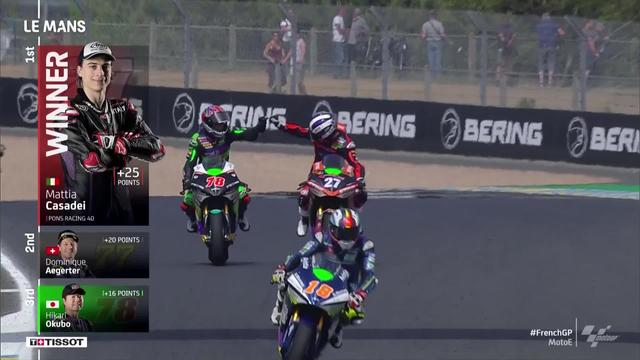 GP de France, MotoE (#3): Casadei (ITA) s'impose devant Aegerter (SUI)