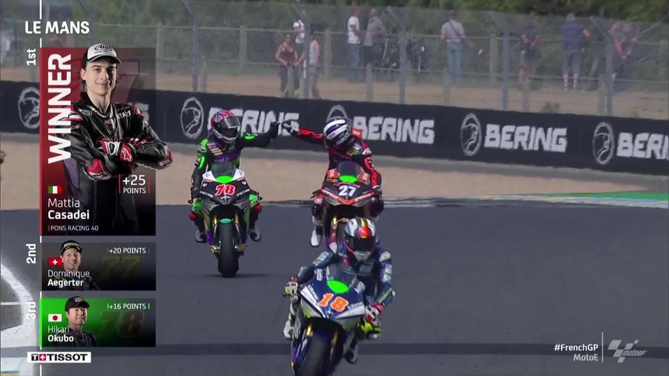 GP de France, MotoE (#3): Casadei (ITA) s'impose devant Aegerter (SUI)