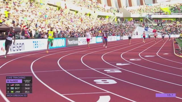 Athlétisme - Mondiaux: les USA dominent le relais 4x400m messieurs en 2'56"17