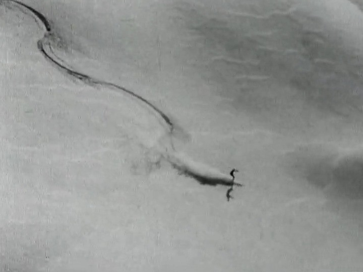 Roger Staub, le skieur volant en 1963. [RTS]