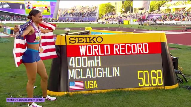 Eugene (USA). 400m haies dames: victoire et record du monde pour McLaughlin (USA)