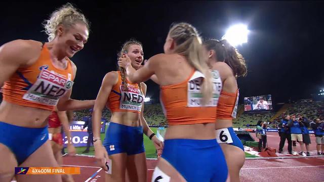 Athlétisme, 4 x 400m dames: les Néerlandaises remportent l'or, les Suissesses terminent 7e