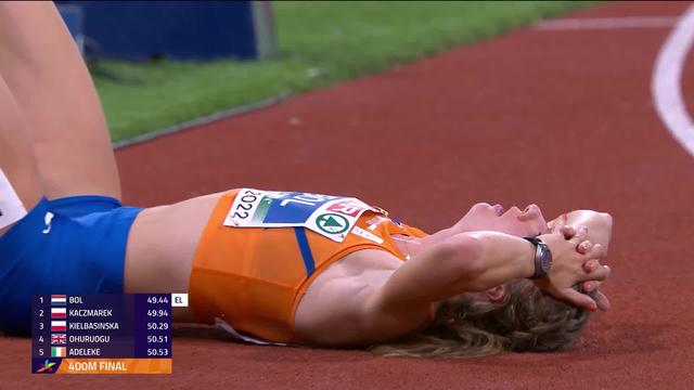 Athlétisme, 400m dames, finale: Femke Bol (NED) gagne dans un fauteuil en 49’’44