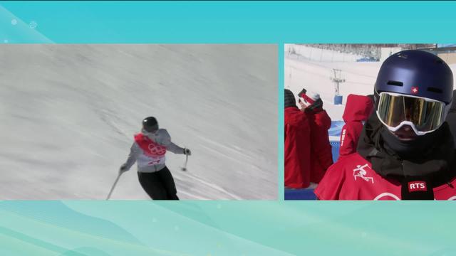 Freeski slopestyle, qualifs dames, 2e manche: Mathilde Gremaud (SUI) au micro de la RTS après son élimination