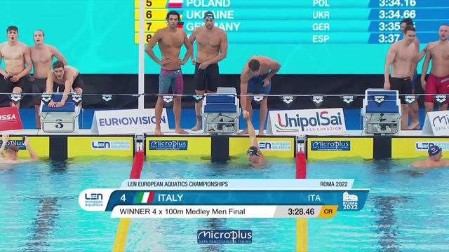 Rome (ITA): 4x100m 4 nages, finale messieurs: l’Italie assomme la concurrence, la France 2e et l’Autiche 3e