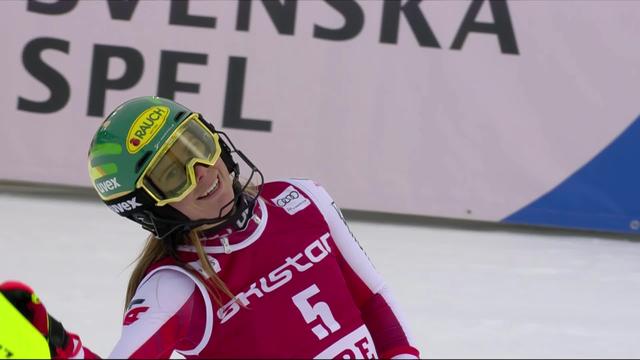 Are (SWE), slalom dames, 2e manche: Liensberger (AUT) victorieuse