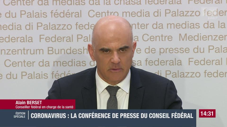 L'intervention d'Alain Berset lors de la conférence de presse du 30 mars