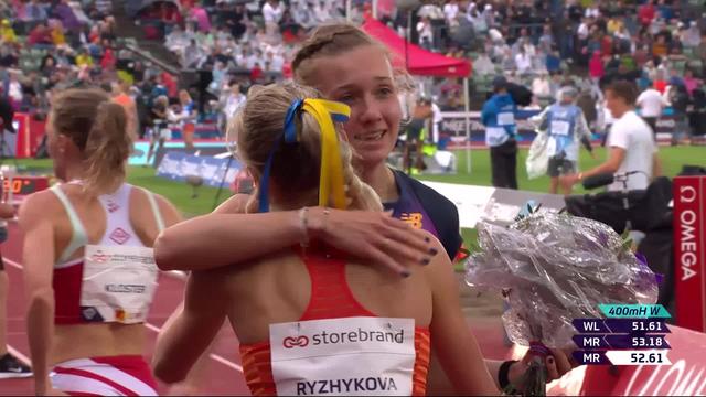 Oslo (NOR), 400m haies dames: record du meeting pour Femke Bol (NED)