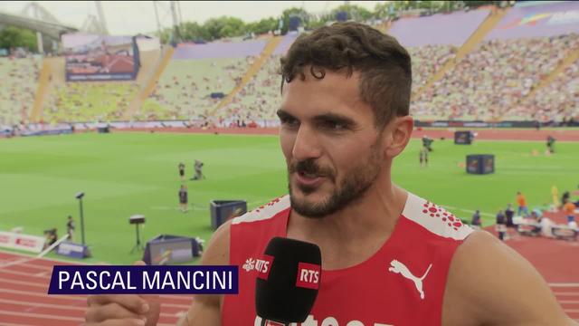 Athlétisme, 100m : Pascal Mancini (SUI) au micro de la RTS après sa qualification pour les demi-finales