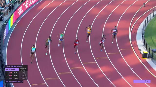 Eugene (USA), 200m dames, série 4: Victoire de Tamara Clark (USA) en 22.27
